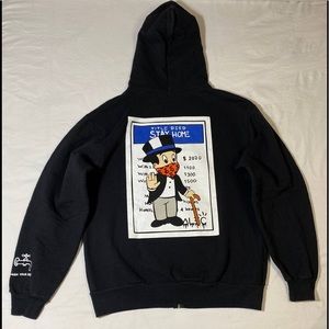 AUTH RARE Alec Monopoly "Stay Home" Graphic Hoodie Size M 1/500